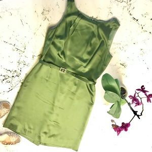 Ann Taylor Green Silk Sheath Dress